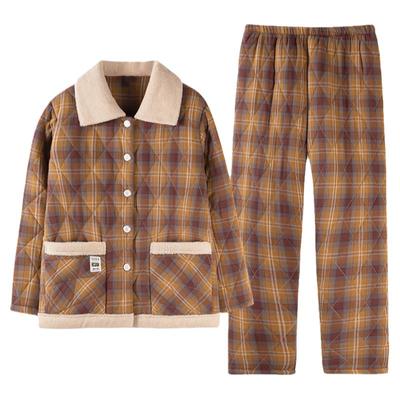 秋冬款梭织夹棉睡衣猫人女士