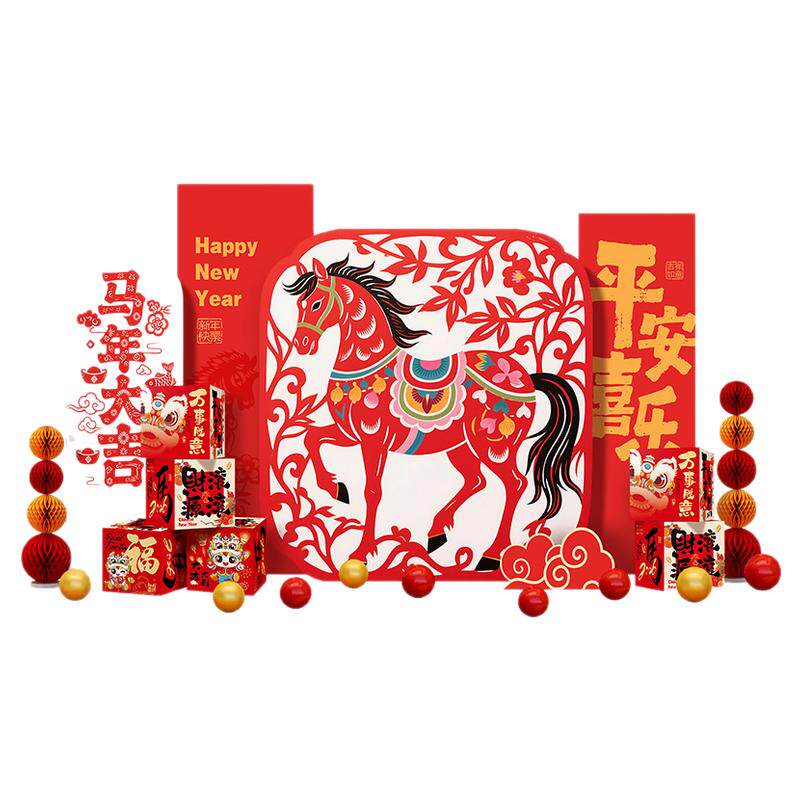 新年马年店铺商场美陈背景墙KT板
