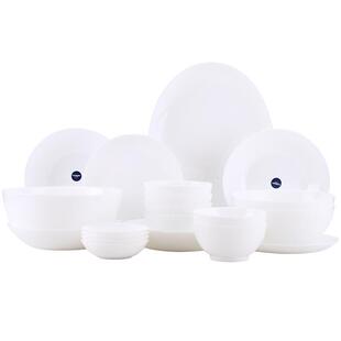 乐美雅盘子食品级菜盘家用碟子可洗碗机碗碟饭碗纯白钢化玻璃餐具