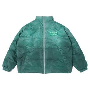 【潮WOO专属】冬嘻哈潮牌加厚立领羽绒服水洗渐变做旧复古外套男
