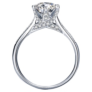 正品D色莫桑石钻戒女1克拉骑士守护纯银镀铂白金戒指求婚结婚订婚