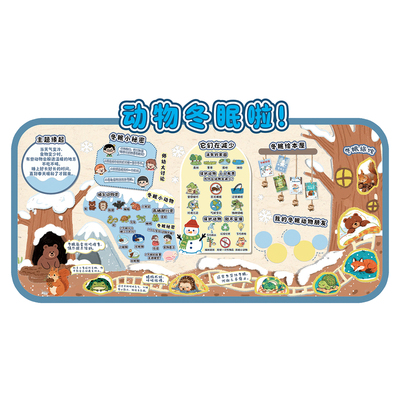 小学冬天来啦班级黑板报动物冬眠