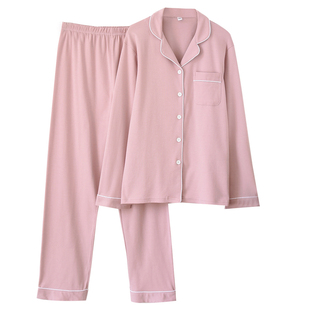 2025年春秋季新款情侣纯棉长袖睡衣套装开衫棉毛布男女简约家居服