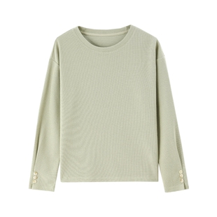 XWI欣未通勤简约休闲螺纹卫衣女2026年春季新款宽松长袖百搭上衣