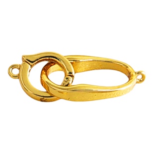 14K包金异形椭圆双圈环扣珍珠手链材料项链吊坠连接扣diy饰品配件