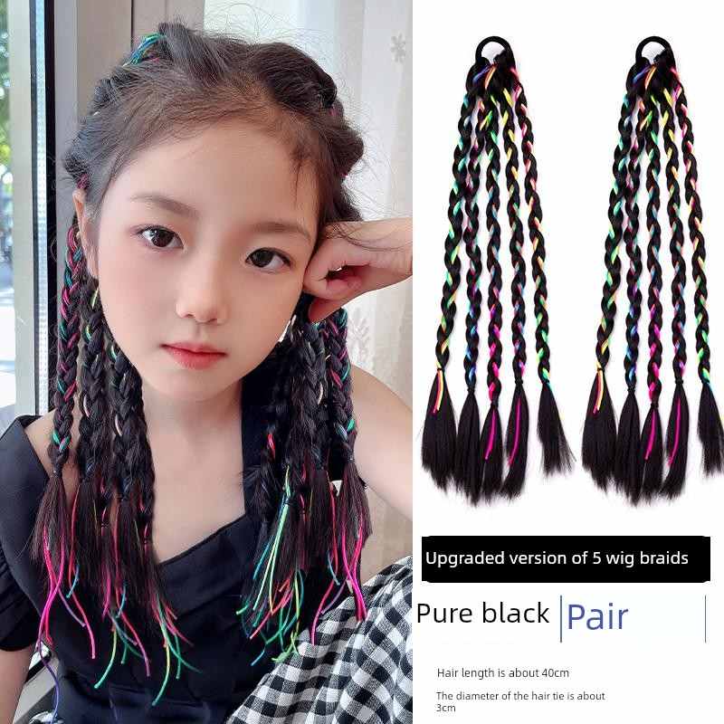 儿童假发辫子头饰拳击辫彩色发绳女童甜酷爵士街舞表演发饰头绳潮