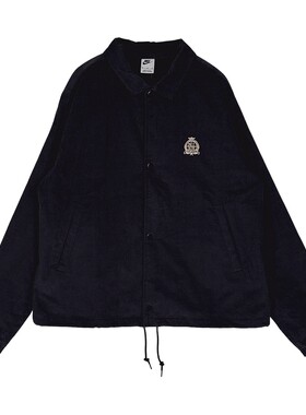 NIKE耐克灯芯绒外套男秋新款刺绣复古绿色翻领教练夹克IQ7655-010