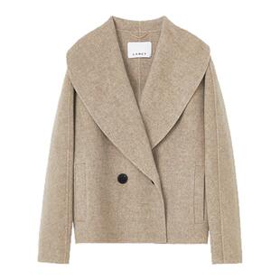 LANCY/朗姿2025冬新款气质老钱风羊毛牦牛绒毛呢外套女廓形短大衣