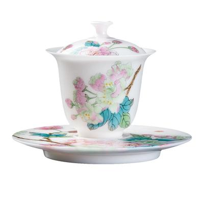 庄晓明大师作品《樱雪飘香》盖碗