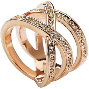 夸张食指戒指女宽镂空交叉个性水钻指环高冷网红潮人酷ins装饰品