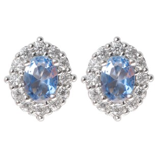 法式轻奢海蓝色爪镶满钻小巧耳钉2026新款爆款高级感时尚气质耳饰