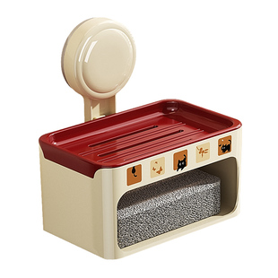 吸盘肥皂盒壁挂免打孔卫生间家用学生宿舍可爱沥水海绵香皂置物架