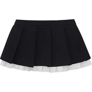 【SHUSHUTONG】蕾虎设计感裙边装饰宽褶超短伞裙经典款半身裙女士