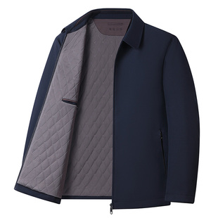 爸爸冬装翻领外套秋冬季轻薄棉服中老年商务休闲棉衣中年男士棉袄