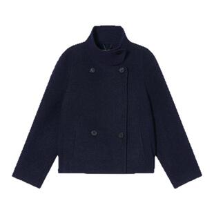 诗篇专选羊毛马海毛混纺双排扣学院呢子短款大衣2025冬款