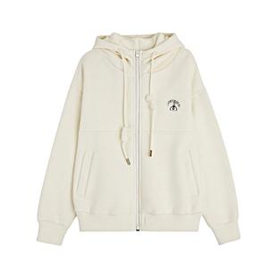 紫涵短款系绳连帽卫衣外套女2025年冬季新款企鹅刺绣宽松拉链上衣