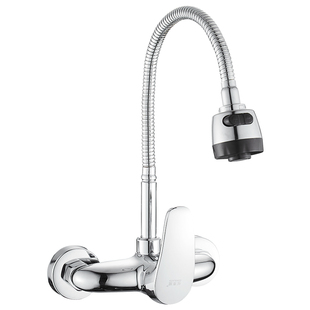 全铜体万向可旋转厨房水龙头冷热水槽龙头洗衣池洗菜盆入墙式笼头