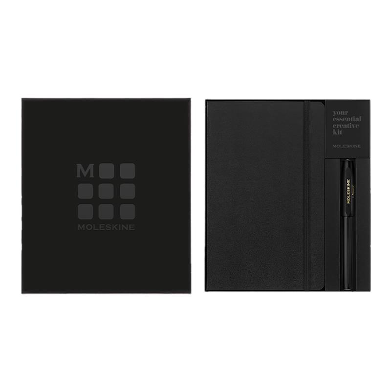 Moleskine X Kaweco联名合作款大型经典黑色硬面横间笔记本加宝珠笔礼盒装 文具本子