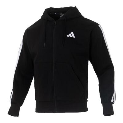 阿迪达斯男装新款M 3S FL FZ HD加绒保暖针织连帽夹克外套JD1870