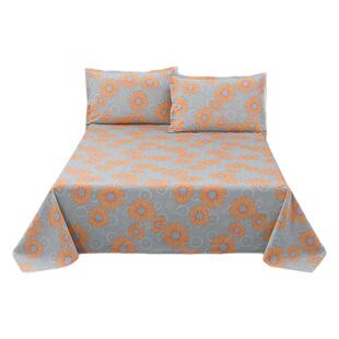 春节送父母全棉粗布床单棉睡单透气太阳花粗布枕套帆布炕单不易皱