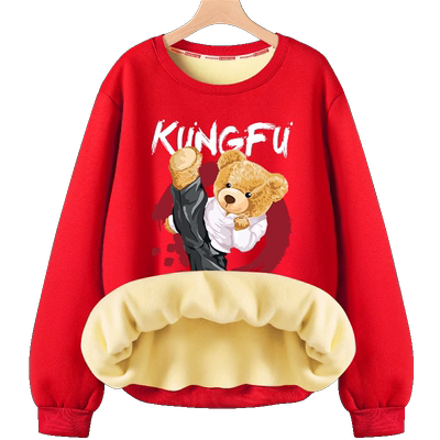 圆领卫衣冬季加绒加厚青少年上衣