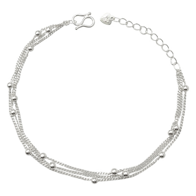 纯银手链三层足银手串女三生三世