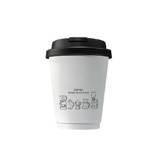 Cliton 咖啡杯一次性奶茶杯纸杯带杯盖双层中空咖啡杯办公室水杯