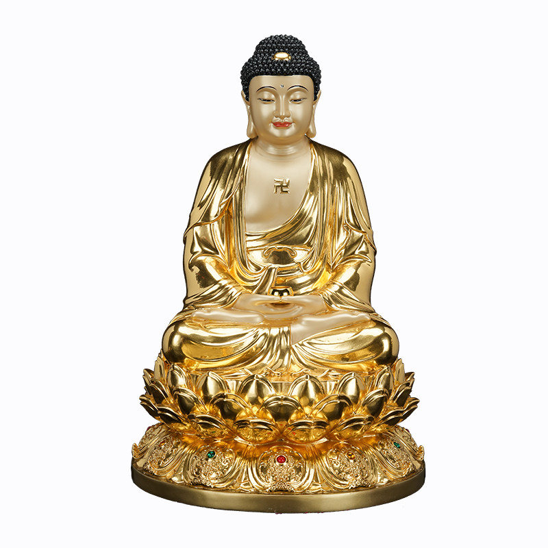 全堂佛铜像家用供奉释迦佛坐地藏王观音菩萨娑婆三圣弥勒佛像摆件