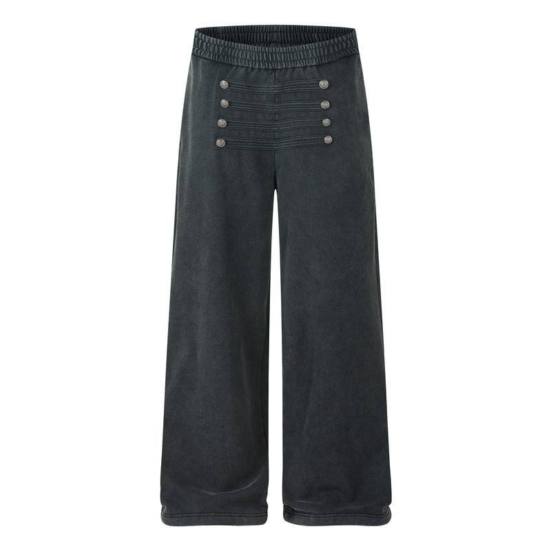 FFR拿破仑宫廷风排扣直筒卫裤
