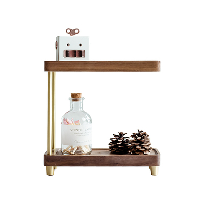 桌面收纳架实木两层置物架三层