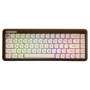 雷咖泽R84木坨坨豆腐键帽胡桃木客制化机械键盘无线三模键盘套件