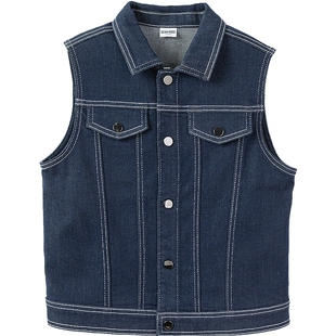 森马儿童马甲2025春季新款经典百搭牛仔外套男童翻领上衣时尚童装