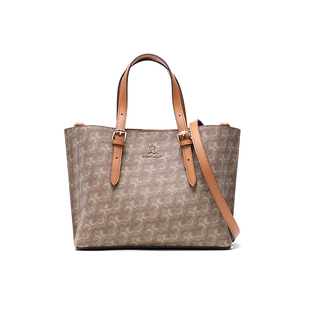 梦特娇女包秋冬新款简约百搭托特包通勤复古老花PVC斜挎包手提包