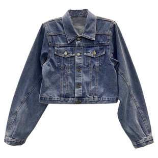 2026春秋新款韩版高级感休闲宽松短款夹克上衣 美式复古牛仔外套