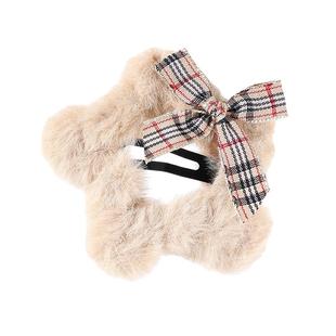 星星毛绒发夹侧边刘海夹2025新款高级感边夹秋冬可爱pompom夹发饰