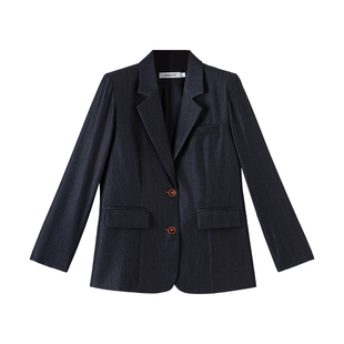 晚白2026年春新款纯色时尚面试公考上衣翻领气质通勤西装外套女