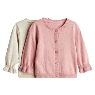 HM童装女婴针织衫2件装春季柔软简约细密针织开衫1261142