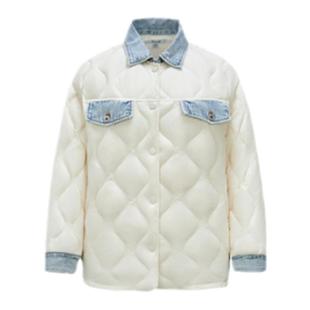 [商场同款]森马羽绒服女中长款拼接新款冬季宽松外套女生上衣薄款