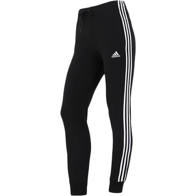 阿迪达斯针织长裤女子秋季新款三条纹运动裤透气休闲束脚裤GM5542