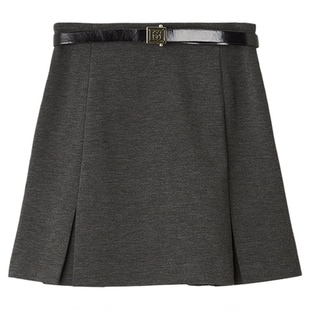 SNIDEL2025秋冬新品时尚高腰小开叉半身裙短裙裤含腰带SWFP254274