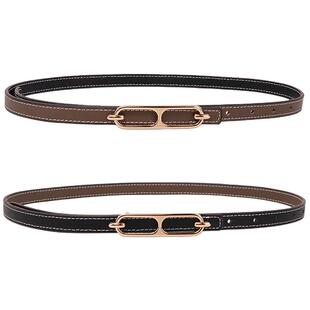 真皮细腰带 女装饰百搭连衣裙 双面文艺西装皮带毛衣腰链配饰夏潮