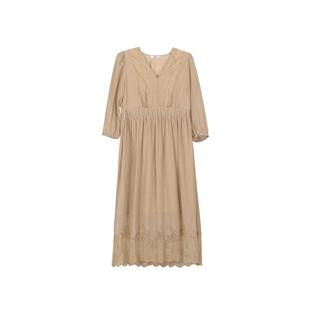 TALASA商场同款丝棉连衣裙2024年新款蕾丝拼接设计收腰显瘦中长裙