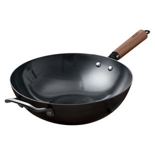 爱仕达精铁锅炒菜锅家用老式铁锅大爆炒锅电磁炉燃煤气灶适用锅具