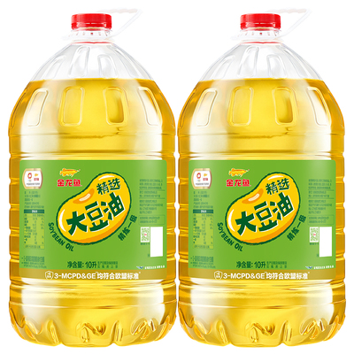 金龙鱼精选一级大豆油10L*2家用煎炸炒菜优选大豆油食用精炼