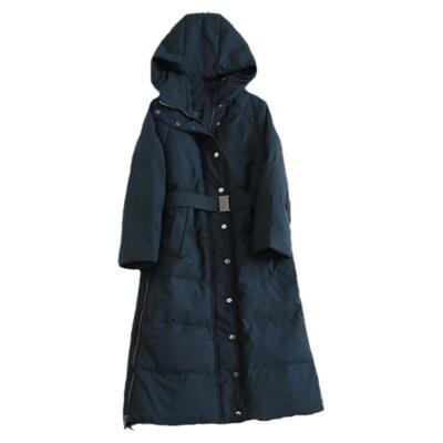 过膝长款外套2024冬长袖女羽绒服