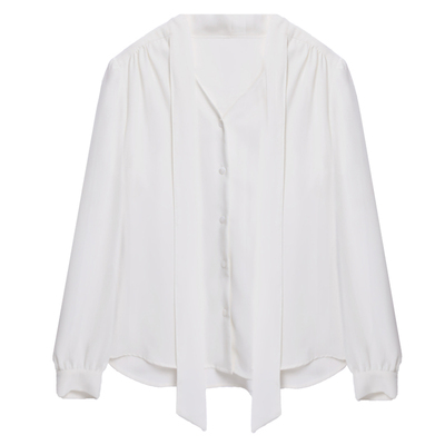 达佳诗蝴蝶结绑带通勤长袖衬衫