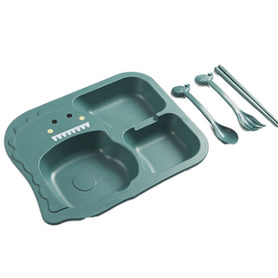 儿童餐盘宝宝恐龙餐具6件套装分格家用创意卡通耐摔环保麦香碗杯