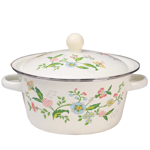 欧丽家珐琅搪瓷双耳搪瓷盖盆猪油盆带盖汤盆拌馅盆和面盆熬中药盆