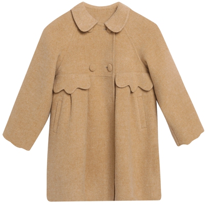 erdosKIDS 秋冬新品圆领双排扣可爱羊绒羊毛大衣儿童大衣