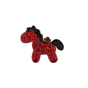 新年儿童头饰闪钻小马红色发夹女童可爱侧边刘海夹碎发卡拜年发饰